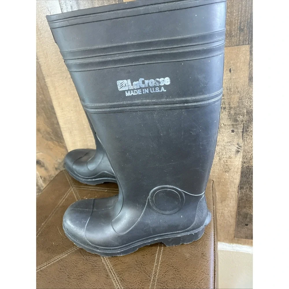Lacrosse Rubber Boots Men's Size 6 Black Rain Galoshes Tall Boots